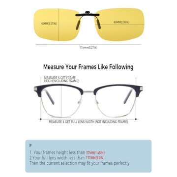 FIMOSON Clip On Polarized Night Driving Glasses, Anti Glare Night Vision Glasses to Wear Over Prescr...