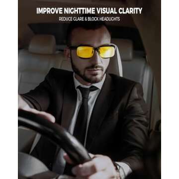 FIMOSON Clip On Polarized Night Driving Glasses, Anti Glare Night Vision Glasses to Wear Over Prescription Glasses, Driving Glasses with UV 400 Blocker for Men Women (2 pack)