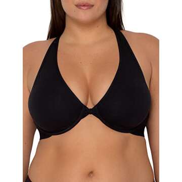 Smart & Sexy Women's Comfort Cotton Front & Back Close Racerback Bra, Black Hue, 38DDD