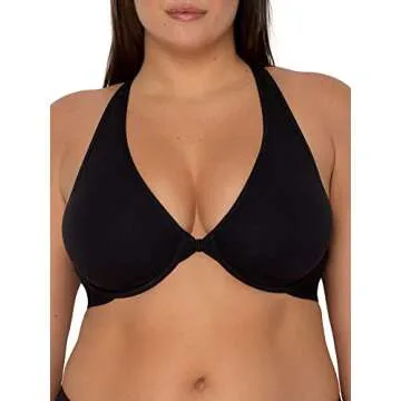Smart & Sexy Women's Comfort Cotton Front & Back Close Racerback Bra, Black Hue, 38DDD