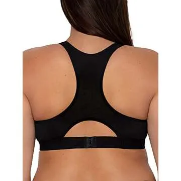 Smart & Sexy Women's Comfort Cotton Front & Back Close Racerback Bra, Black Hue, 38DDD