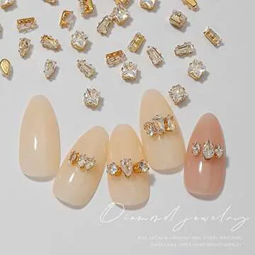 120Pcs Metal Nail Art Zircon Charms Gold Silver Sparkling Nail Charms Gems Rhinestones Glass Resin J...