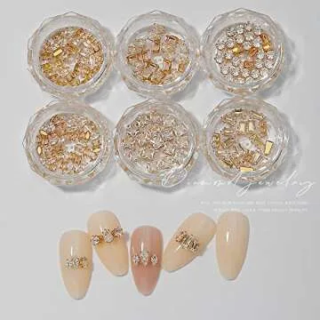 120Pcs Metal Nail Art Zircon Charms Gold Silver Sparkling Nail Charms Gems Rhinestones Glass Resin Jewelry Flatback Diamonds for Nail Art and Decoration DIY Manicure