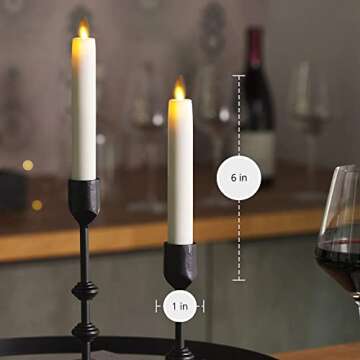 Luminara Set of 2 Moving Flame LED Tapers (1x6-inch), Flameless Candle, Flat Top, Smooth Real Wax, Unscented (White)
