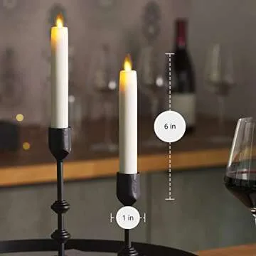 Luminara Set of 2 Moving Flame LED Tapers (1x6-inch), Flameless Candle, Flat Top, Smooth Real Wax, Unscented (White)