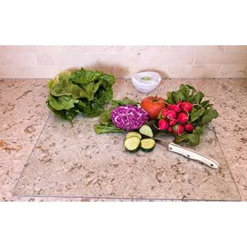 Glass Cutting Board by Clever Chef | Non Slip Cutting Board is Shatter-Resistant, Durable, Stain Resistant, Dishwasher Safe | Rectangle 15.75" x 20" (Clear)