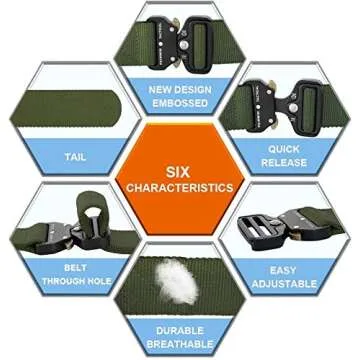 FAIRWIN Tactical Belt, Military Style Webbing Riggers Web Belt Heavy-Duty Quick-Release Metal Buckle (Green, S 30"-36")