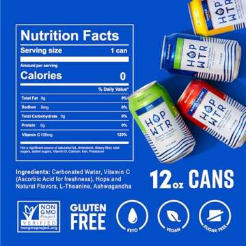 HOP WTR - Sparkling Hop Water - Variety Pack (12 Pack) - NA Beer, No Calories or Sugar, Low Carb, Wi...