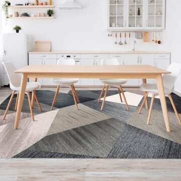 HOMFINE Washable Modern Area Rug - Geometry Style 4x6 Rugs for Living Room, Bedroom, Machine Washable Rug Soft Non Slip Non Shedding Area Rug - Green, 4'x6'