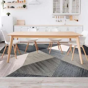 HOMFINE Washable Modern Area Rug - Geometry Style 4x6 Rugs for Living Room, Bedroom, Machine Washable Rug Soft Non Slip Non Shedding Area Rug - Green, 4'x6'