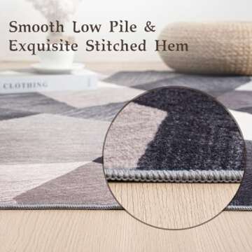 HOMFINE Washable Modern Area Rug - Geometry Style 4x6 Rugs for Living Room, Bedroom, Machine Washable Rug Soft Non Slip Non Shedding Area Rug - Green, 4'x6'