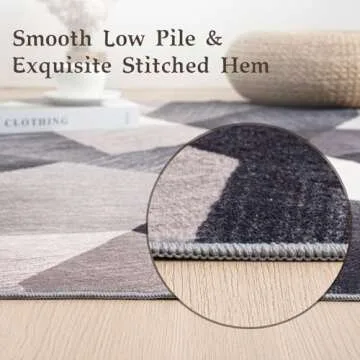 HOMFINE Washable Modern Area Rug - Geometry Style 4x6 Rugs for Living Room, Bedroom, Machine Washable Rug Soft Non Slip Non Shedding Area Rug - Green, 4'x6'