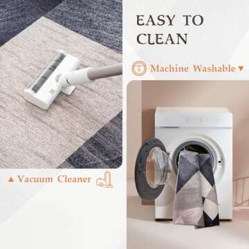 HOMFINE Washable Modern Area Rug - Geometry Style 4x6 Rugs for Living Room, Bedroom, Machine Washable Rug Soft Non Slip Non Shedding Area Rug - Green, 4'x6'