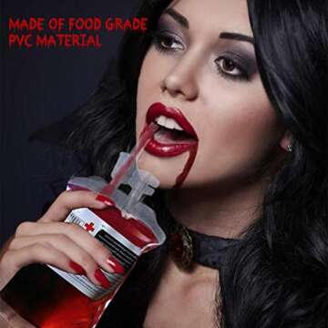 Halloween Blood Bags Drink Container & Pouches,Reusable Live Blood Cups of Theme Parties,10 Pack,Set of Labels,Funnel and Clips,400ML, Nursing School Graduation Party Favors and Decoration for Drin