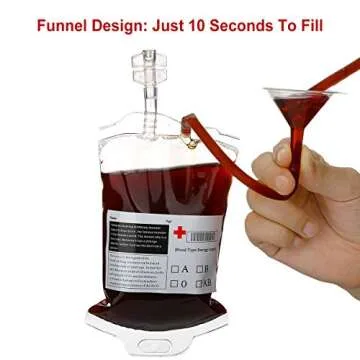 Halloween Blood Bags Drink Container & Pouches,Reusable Live Blood Cups of Theme Parties,10 Pack,Set of Labels,Funnel and Clips,400ML, Nursing School Graduation Party Favors and Decoration for Drin