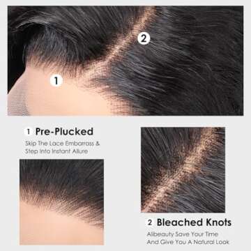 Alibeauty Water Wave Lace Front Wigs Human Hair Pre Plucked Bleached Knots 13x4 HD Transparent Lace Frontal Wigs Human Hair with Baby Hair Natural lack Color 18 inch