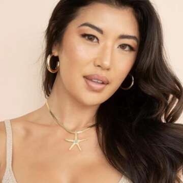 Ettika Choker Necklace For Women. Turquoise Jewelry. Mermaid Cove Starfish Pendant Necklace in 18K G...