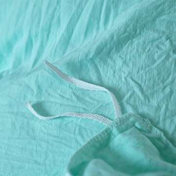 Mukka 3 Pieces Washed Cotton Technical Wrinkle Looking Modern Bowknot Style Bow Tie Strap Design Light Baby Blue Duvet Cover Bedding Set King Silky Soft Easy Care Bed Linen
