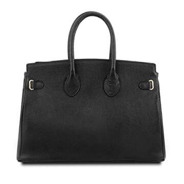 Tuscany Leather TLBag Leather handbag with golden hardware Black