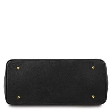 Tuscany Leather TLBag Leather handbag with golden hardware Black