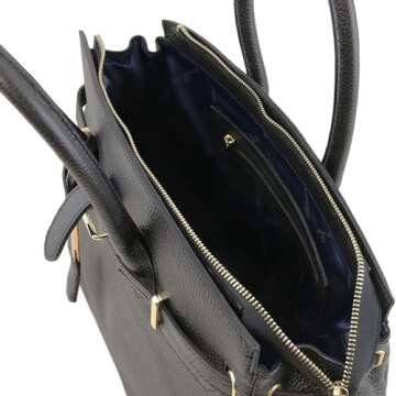 Tuscany Leather TLBag Leather handbag with golden hardware Black