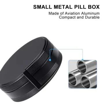 Pill Box 2 Compartment Pill Case - Portable Metal Travel Pill Container for Pocket or Purse, Waterproof Pill Organizer Holder for Medicine Vitamin Fish Oil and Supplements