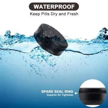 Pill Box 2 Compartment Pill Case - Portable Metal Travel Pill Container for Pocket or Purse, Waterproof Pill Organizer Holder for Medicine Vitamin Fish Oil and Supplements