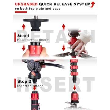 IFOOTAGE Camera Monopod Cobra 3 A180F, 71" Aluminum Professional Video Monopod with Tripod Base, Max Load 10KG