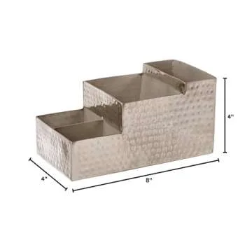 American Metalcraft HMBAR9 Stainless Steel Hammered Finish Bar/Coffee Caddy, Silver