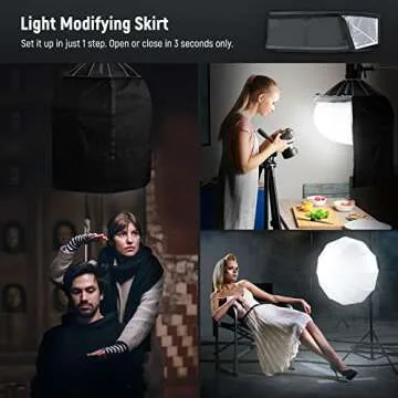 NEEWER 26"/65cm Lantern Softbox One Step Quick Release, 360° Light Diffuser with Skirt, Bowens Mount for Video Light CB60 CB100 CB150 Compatible with Aputure Light 600d Amaran 60x Godox SL60W, NS65L