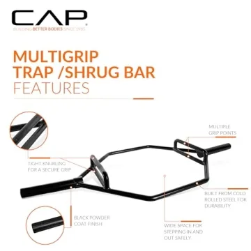 CAP Barbell Olympic Hex Trap Bar with Combo Grips - Black