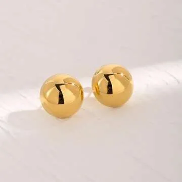 TONLUYAX Gold Ball Stud Earrings Elegant Minimalist Style