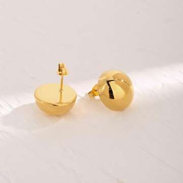TONLUYAX Gold Ball Stud Earrings Elegant Minimalist Style