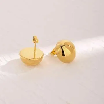 TONLUYAX Gold Ball Stud Earrings Elegant Minimalist Style