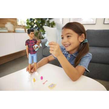 Barbie Skipper Babysitters Inc. Doll & Accessories Set with 9-in Brunette Boy Doll, Baby Doll & 4 Storytelling Pieces for 3 to 7 Year Olds