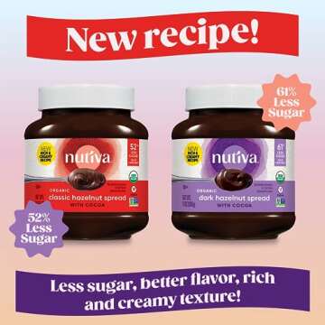 Nutiva Organic Vegan Hazelnut Spread, Classic Chocolate, 13 Oz, USDA Organic, Non-GMO, Fair Trade & Sustainably Sourced, Vegan & Gluten-Free, Plant-Based Spread with Less Sugar