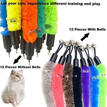 TIENAILING Cat Toy Worm Refills - 24 Interactive Attachable Toys