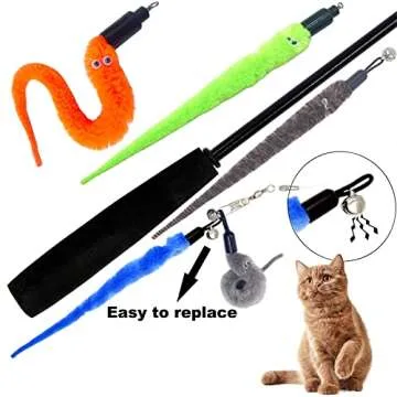 TIENAILING Cat Toy Worm Refills - 24 Interactive Attachable Toys