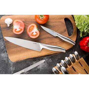 LivingKit Knife Block Set 14 Piece High Durability Stainless Steel Blades For Home Cooking Culinary ...