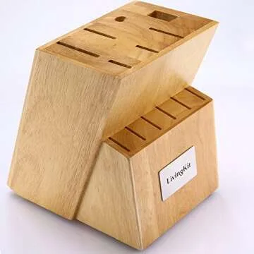 LivingKit Knife Block Set 14 Piece High Durability Stainless Steel Blades For Home Cooking Culinary School Commercial Kitchen