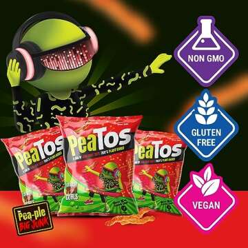 PeaTos® Crunchy Fiery Curls, 4 oz. Bags (4 pack) - Pea-Based, Plant-Based, Vegan, Gluten-Free, Non-GMO - America's Junk Food Flavor Without the Junk