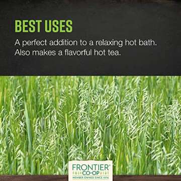 Frontier Co-op Organic Oatstraw Green Tops, Kosher, 1lb Bulk Bag - Cut & Sifted Oat Straw Herb, Perfect for Oatstraw Tea, Bath, and Wellness Use