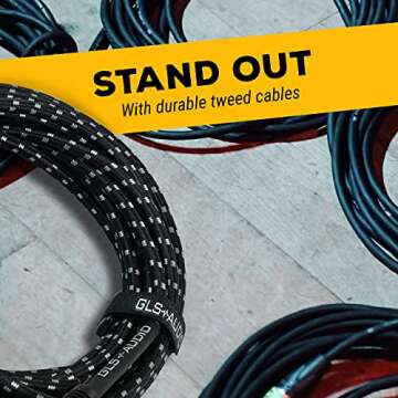 GLS Audio 25 Foot Mic Cable Balanced XLR Patch Cords - XLR Male to XLR Female 25 FT Microphone Cables Black Gray Tweed Cloth Jacket - 25 Feet Mike Pro