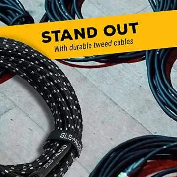 GLS Audio 25 Foot Mic Cable Balanced XLR Patch Cords - XLR Male to XLR Female 25 FT Microphone Cables Black Gray Tweed Cloth Jacket - 25 Feet Mike Pro
