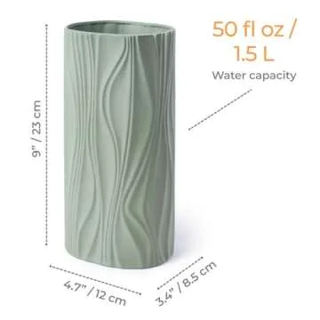 Sage Green Ceramic Vase for Boho Decor and Flowers