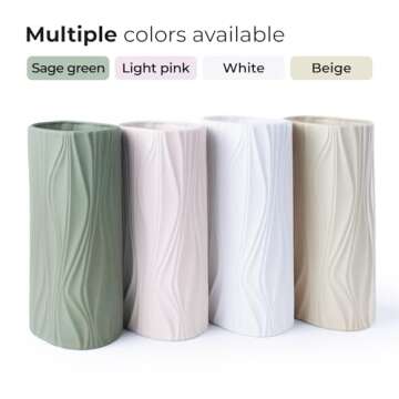 Sage Green Vase - Light Emerald Green Décor - Large Ceramic Spring Vase for Boho Living Room Décor - Big Modern Vase for Flowers or Pampas Grass - Jarrones Decorativos para Sala (Green)