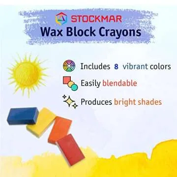 Stockmar Beeswax Block Crayons, Set of 8 - Non Toxic, Safe, Natural Jumbo Crayons For Kids & Adults ...