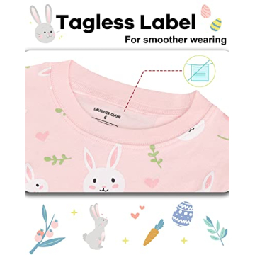 DAUGHTER QUEEN 100% Cotton Easter Pajamas for Girls