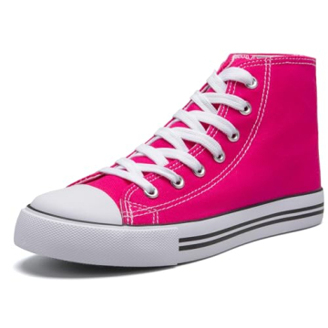 Vibrant High Top Canvas Sneakers for Women in Pink