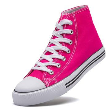 Vibrant High Top Canvas Sneakers for Women in Pink